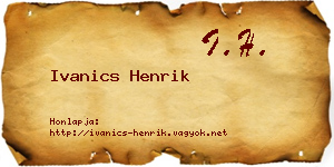 Ivanics Henrik névjegykártya